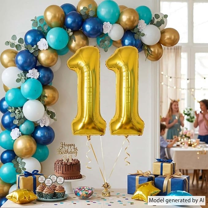 Gold Number 11 Balloon 40 Inch, Shiny Foil Decor - Image 7