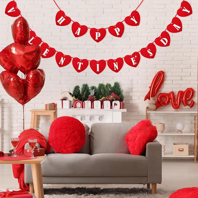 Pre-Strung Happy Valentines Day Felt Banner No DIY Valentines Day Banner | - Image 5