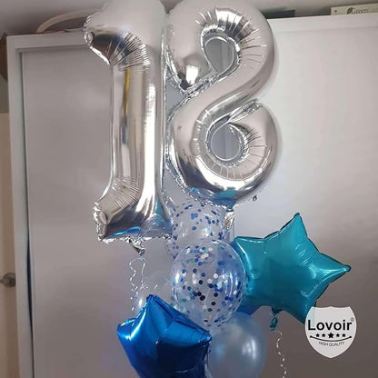 Silver 18 Number Balloons, 40 Inch Giant Number 18 Balloons Foil Mylar Helium - Image 4