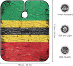 Cut Hair Cape Red Yellow Green Rasta Flag Stripes Haircut Gown, Extra Large Haircut Hairdressing Cloth Apron for Barber Salon, Profession Barbershop Supplies