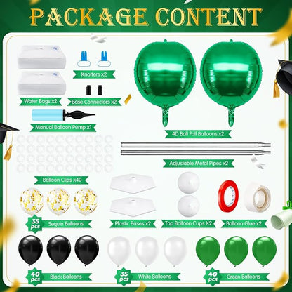 2 Sets Green Black White Balloon Column Stand Kit, Adjustable Floor Balloon - Image 2