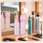 Pimoys Hair Oil Applicator Bottles Dye Brush for Women Scalp, Hair Color Products Things with Root Comb, Pink 2 Pack