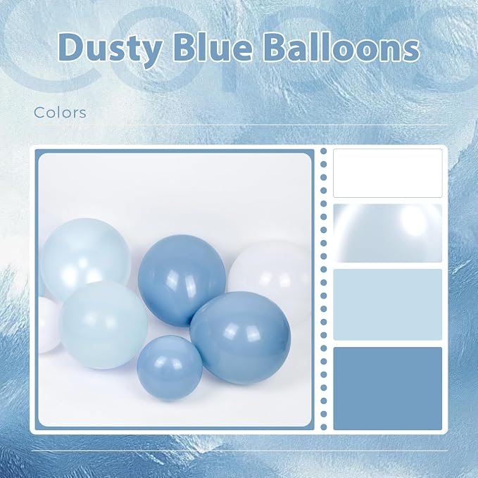 60pcs Dusty Blue Balloons 12inch - Image 7