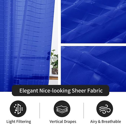 SpaceDresser Check Sheer Curtains 84 Inches Long - Image 4
