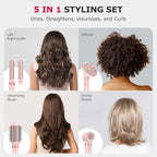 5 in 1 High-Speed Hot Air Styler - Professional Frizz-Free Hair Dryer Brush, Fast Drying Hair Dryer with Diffuser, No Heat Damage Air Styler Wrap - Curl, Volumize Gift for Women