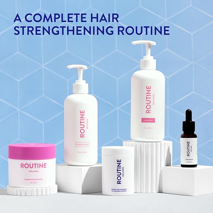 Routine Wellness Anti-Thinning Shampoo and Conditioner Set for Thinning Hair - Biotin DHT Blocker Women & Men - Color Safe Shampoo for Hair Loss & Healthier Hair - Citrus Bloom & Mint Leaf (Pack of 2)