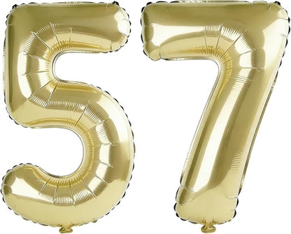 40 Inch Number 57 Balloons for 57th Birthday Party Decorations, 0-100 Champagne by FOBELEC