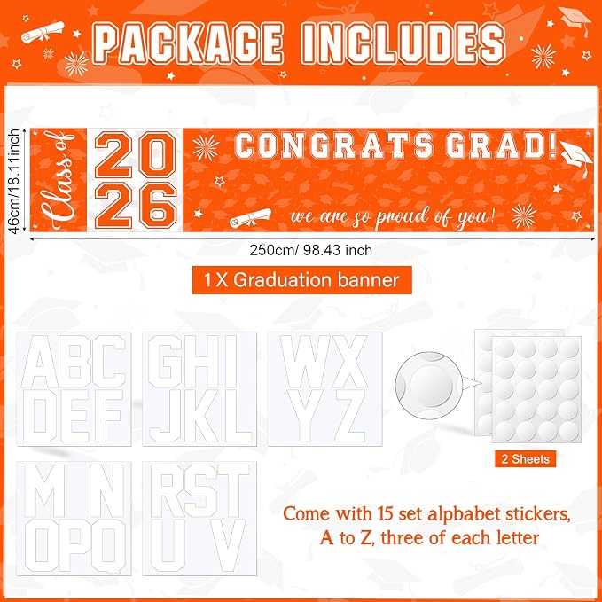 Graduation Congratulations Banner Decorations, Class of 2026 Personalized - Image 2
