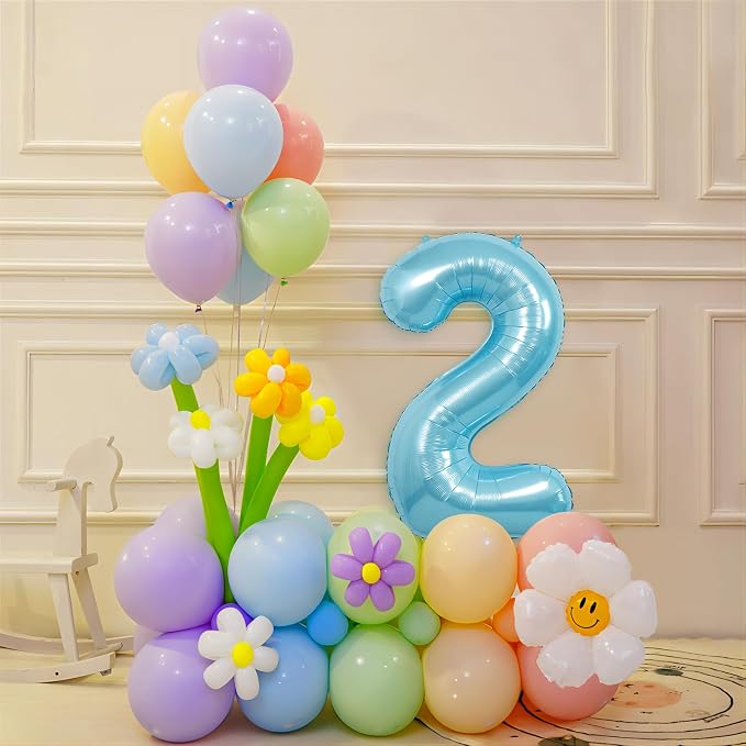 Blue Light Number Balloon, 40 Inch, Party Decorations - Image 6