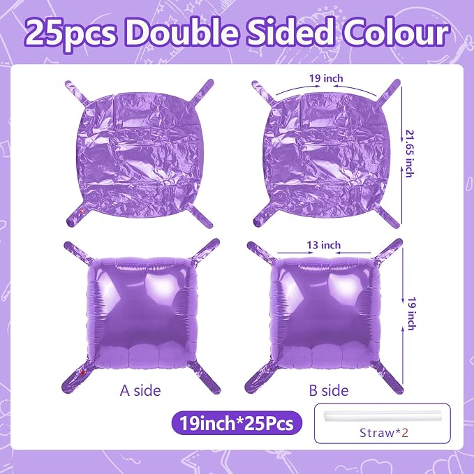 NISOCY 25PCS Light Purple Square Foil Balloons Wall Backdrop | Double Sided - Image 2