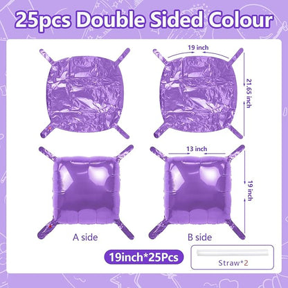 NISOCY 25PCS Light Purple Square Foil Balloons Wall Backdrop | Double Sided - Image 2