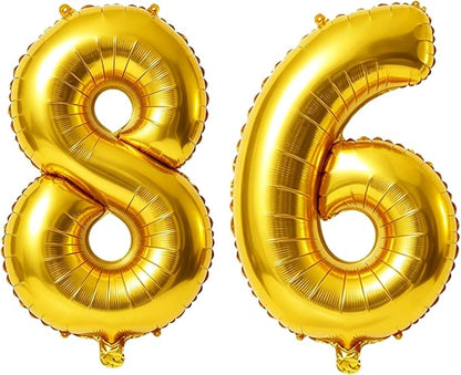 40 Inch Number 86 Balloons for 86th Birthday Party Decorations, 0-100 Gold by FOBELEC