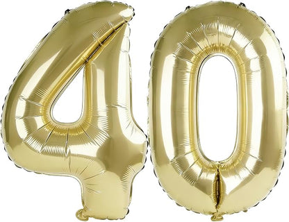 40 Inch Number 40 Balloons for 40th Birthday Party Decorations, 0-100 Champagne by FOBELEC