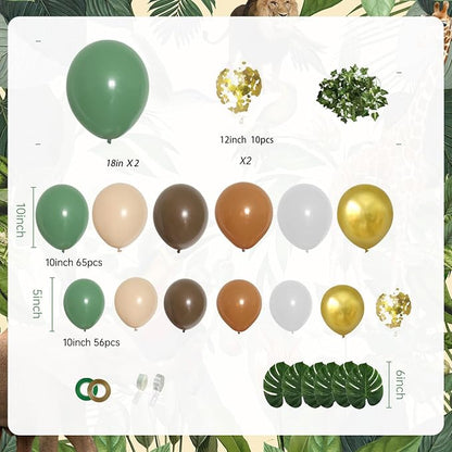 PERPAOL 140 pcs Jungle Safari Balloon Garland Kit, Sage Green Brown Safari Wild - Image 2