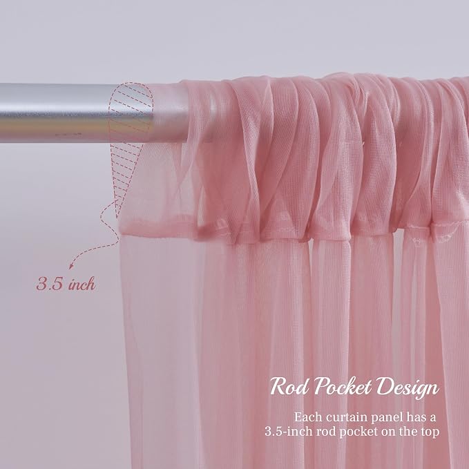 10x10ft Dusty Rose Tulle Backdrop Curtain - Image 6