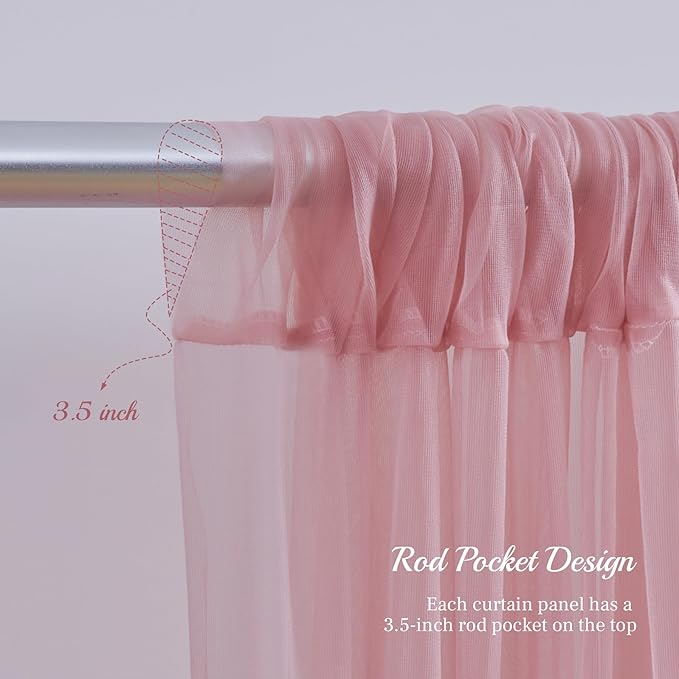 20x10ft Dusty Rose Tulle Backdrop Curtain - Image 5