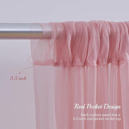 20x10ft Dusty Rose Tulle Backdrop Curtain - Image 5