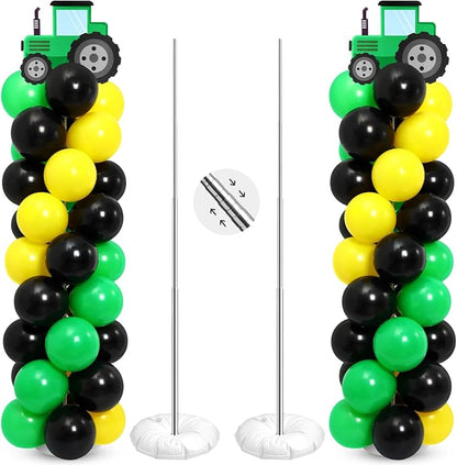 2 Set Tractor Balloon Column Stand Kit Green Yellow Black Balloon Tower by Sosation
