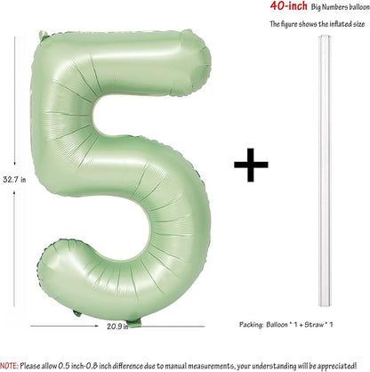 40" Olive green Number Balloon Helium Foil Mylar Balloon Birthday Digital 5 | - Image 2