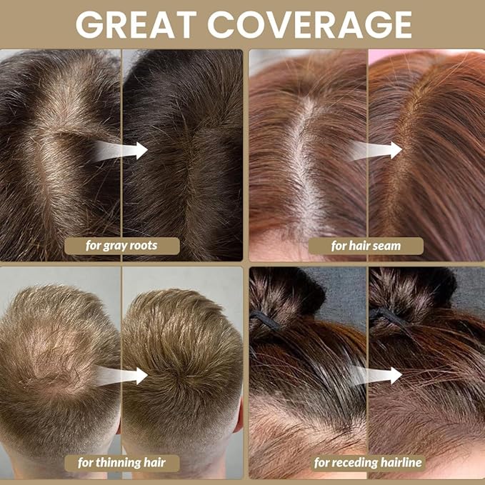 VOLLUCK Root Touch up Powder, Instant Hairline Powder for Thinning Areas and Gray Hair Coverage, Natural and Non-greasy Root Cover up for Women and Men (Black, 0.14 Ounce)