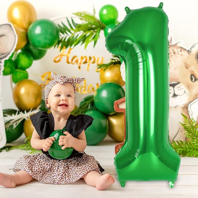 Dark Green Number 1 Balloon 40 Inch, Big Large Foil Helium Number Balloons - Image 4