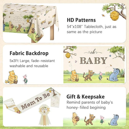 Classic Winnie Bear Baby Shower Decorations, Neutral All-In-One Pooh Baby - Image 7