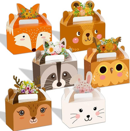 Tevxj 12 Pieces Woodland Party Favor Boxes Woodland Animals Creatures Theme by Tevxj