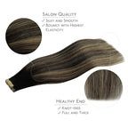WENNALIFE Tape in Hair Extensions Human Hair, 20pcs 50g 14 inch Natural Black to Light Blonde Remy Hair Extensions Straight Human Hair Tape in Extensions Skin Weft Tape Extensions Human Hair