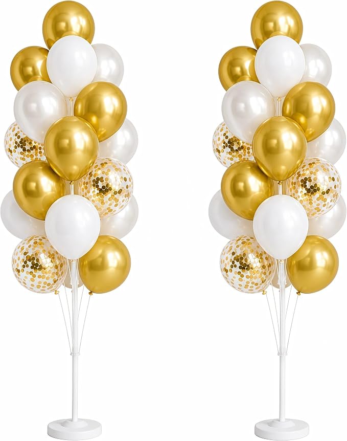 Hiins Gold Balloon Column Kit Set of 2 by HiinsPartyDecoration