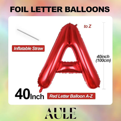 AULE 40 Inch Red N Balloon Letter Foil A-Z Birthday Big Alphabet | Birthday - Image 3