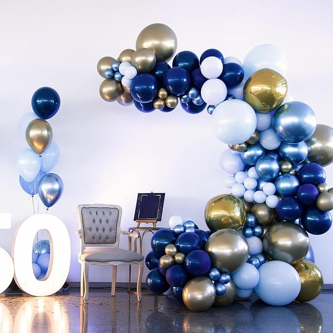 RUBFAC Blue Balloons Arch Kit Navy Blue Balloon Different Sizes 154pcs | Party - Image 8