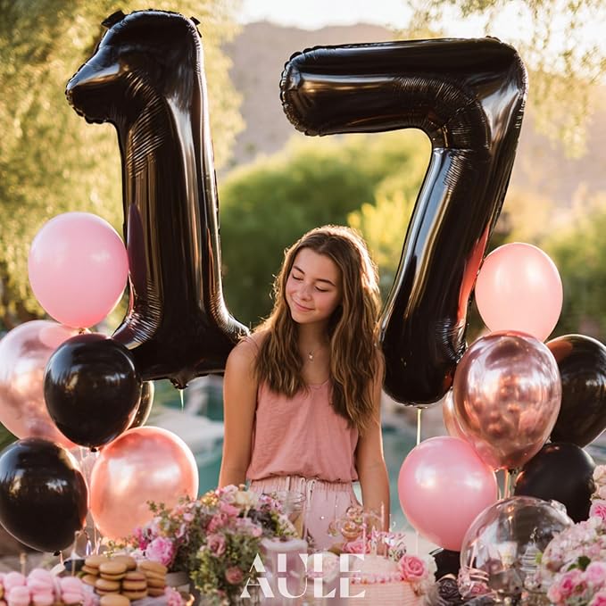 AULE 40 Inch Black Number Balloon 7 Foil 0-9 Birthday Big Numbers | Birthday - Image 3