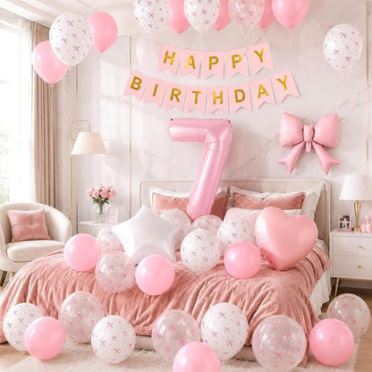 7th Pink Bow Birthday Decorations - Image 3
