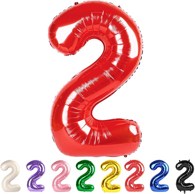 2 Balloon Numbers 40Inch Two Balloons Red Party Decorations by Mluchee