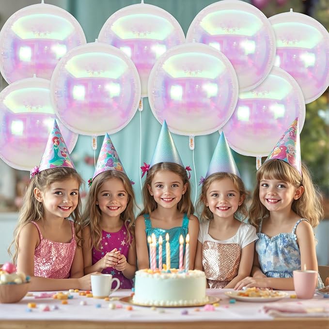 8 Pcs Iridescent Round foil Balloons, 4D Iridescent Mylar Orbz Round Balloons - Image 4