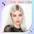 OIIKI 24pcs Silver Y2K Hair Clips, 12 Style Metal Alligator Clips Barrettes for Women, Non-Slip 2000s Star Hairclips Cool Hair Accessories for Thin Thick Straight Curle Hairstyles