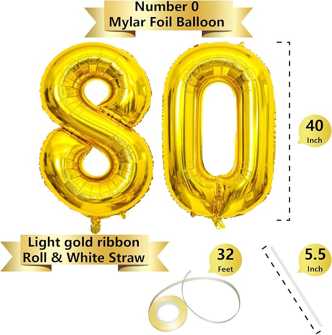 Gold Number Balloons Birthday Balloons - Image 2