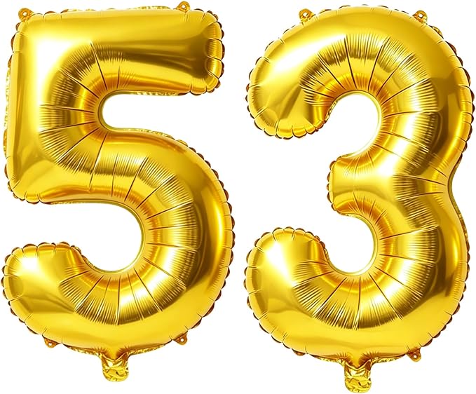 40 Inch Number 53 Balloons for 53rd Birthday Party Decorations, 0-100 Gold by FOBELEC