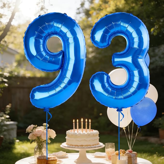 40 Inch Number 93 Balloons for 93rd Birthday Party Decorations, 0-100 Dark Blue - Image 3