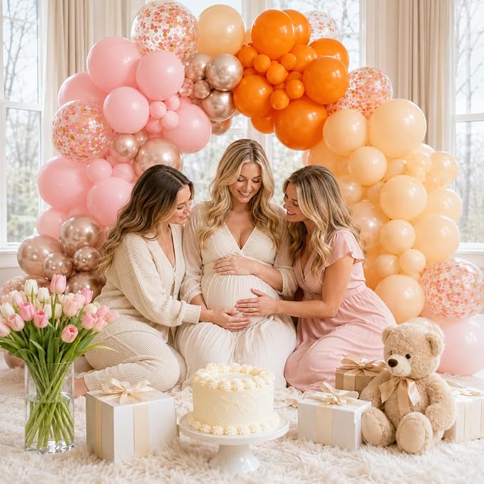 Fall Balloons 55pcs, Thanksgiving Orange Pink Gold Confetti Balloons Set | Fall - Image 4