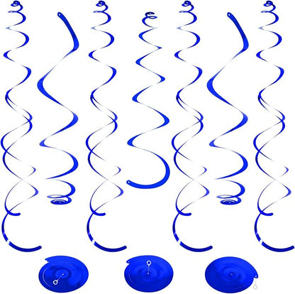 24 PCS Blue Hanging Swirl, Sparkle Ceiling Hanging Decorations, Plastic by PatiCool