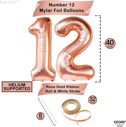 KatchOn, Rose Gold Number 12 Balloon - Image 2