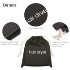 Hair Dryer Bags Drawstring Bag Hairdryer Container, 11.8 by 13.8 Inch(Cotton,Gray)