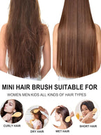 Mini Hair Brush, Travel Bamboo Bristle Detangle Hair Brush for Women - Small Portable Compact HairBrush for Girls Kids, Travel Size Brush for Purse, Car, Vacation, Traveling & Going out