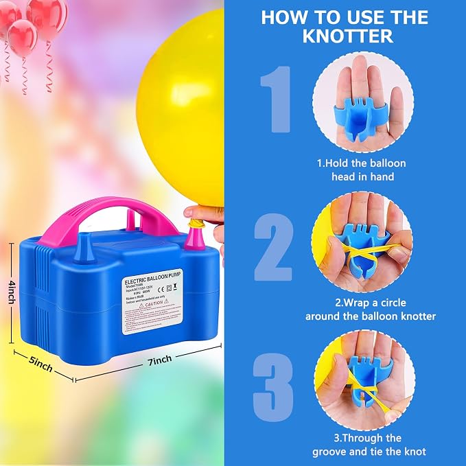 Balloon Pump Electric, 110V 600W Balloon Blower Inflator Dual Nozzle Air Pump - Image 4
