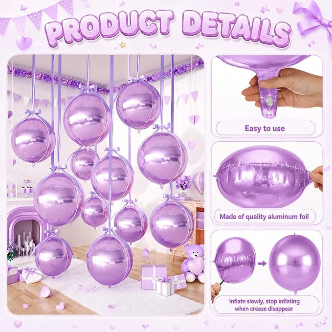 Purple Round Foil Balloons - Image 8