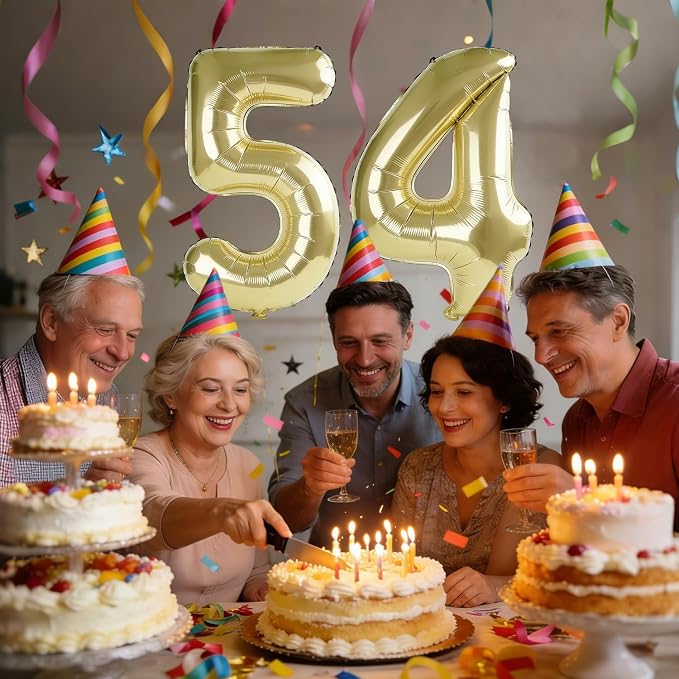 40 Inch Number 54 Balloons for 54th Birthday Party Decorations, 0-100 Champagne - Image 2