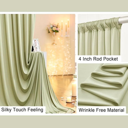 10 ft x 8 ft Wrinkle Free Light Green Backdrop Curtain - Image 3