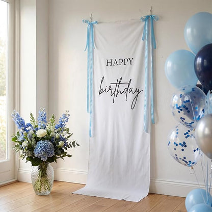 Tingjoo 27 × 78 Inch Happy Birthday Fabric Banner Long Birthday Party - Image 7