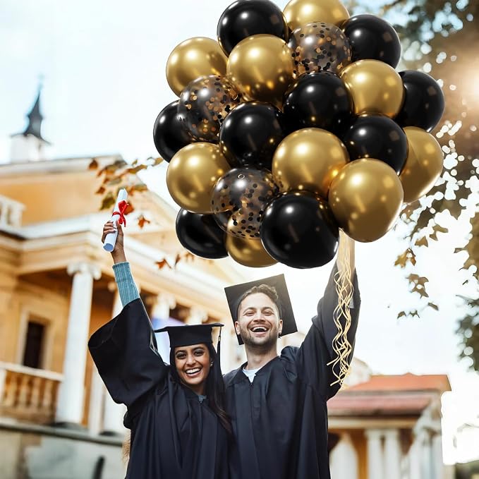 Patimate Black Gold Confetti Balloons Set - Image 8